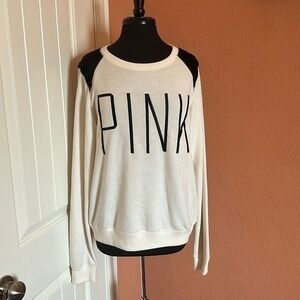 NWT Pink Victoria’s Secret Crewneck Sweater with Crushed Velvet Cap Sleeve